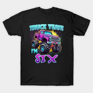 Truck yeah Birthday Tee Six year old Girl Tee Monster Truck Birthday Country Birthday Kids T-Shirt